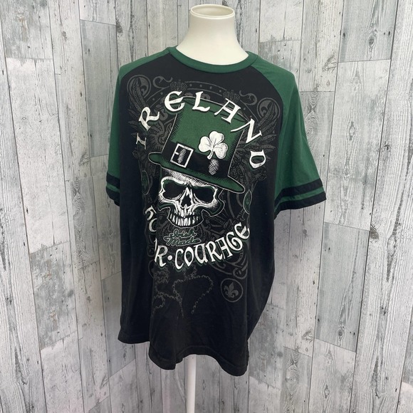 Lucky Tee Shirt Mens XL Ireland Skull Honor Courage 100% Cotton Short Sleeve Tee - Picture 1 of 5